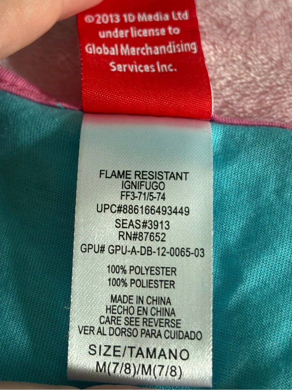One Direction What Makes You Beautiful Blue Sleeveless Girls Night Gown Size 7/8